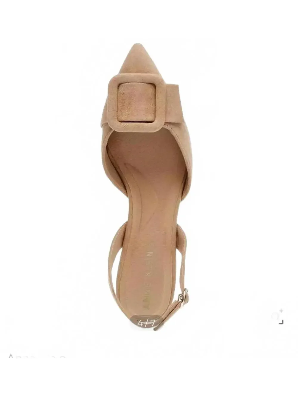 Anne Klein  Iva Beige Suede Slingback Kitten Heel Shoes Size 7.5
